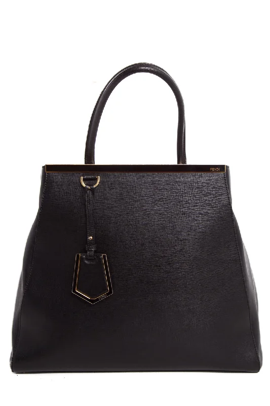 Ladies Goyard Saint Louis tote bags with a hand - carved leather detail for a unique and artisanal touchFendi Black Sac Du Jour Large Handbag