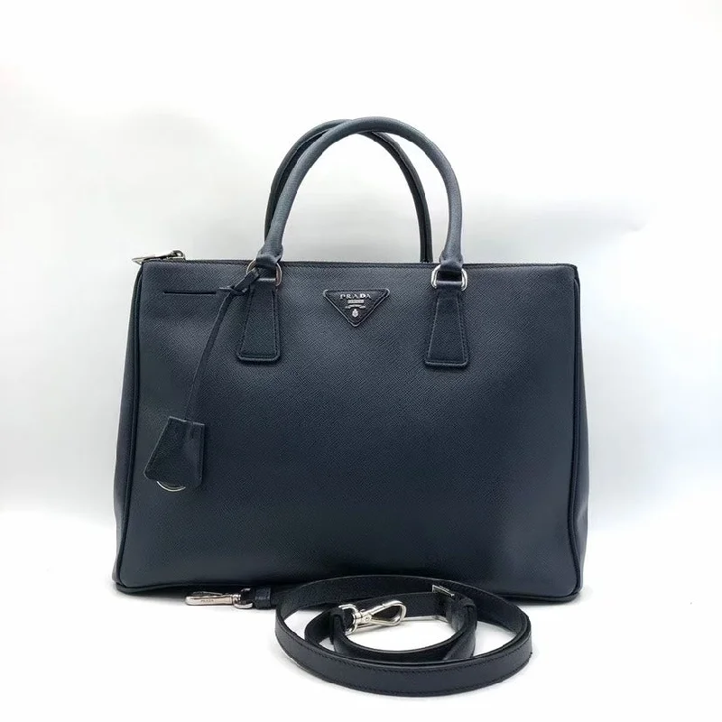 Prada bags with a back - zip pocket for storing valuables securelyPrada Saffiano Black Leather Tote Bag Medium