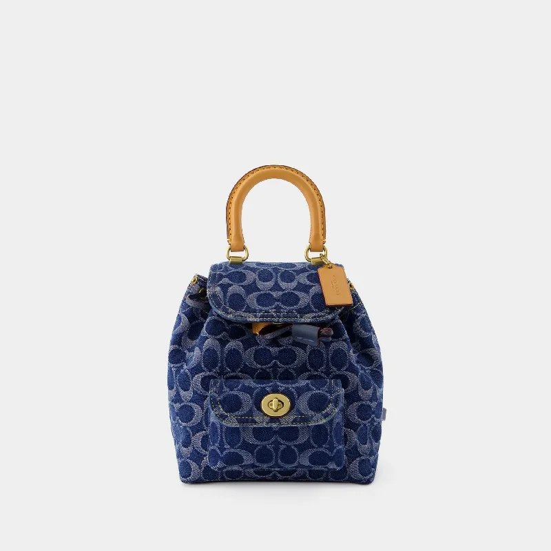 Designer bags for womenSignature Riya 21 Backpack - Coach - Cotton - Blue