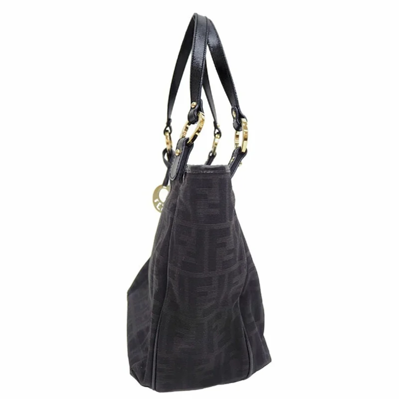 FENDI 8BH156 Zucca pattern tote bag black canvas x enamel