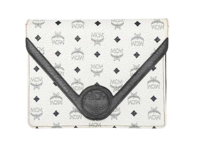 Yves Saint Laurent classic black handbagsVintage White & Black MCM Monogram Clutch