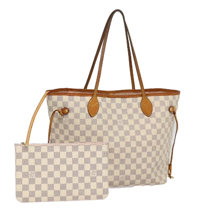 Louis Vuitton bags with a snap - button closure and a decorative charm for styleLOUIS VUITTON Damier Azur Neverfull MM Tote Bag N41605 LV Auth 87566