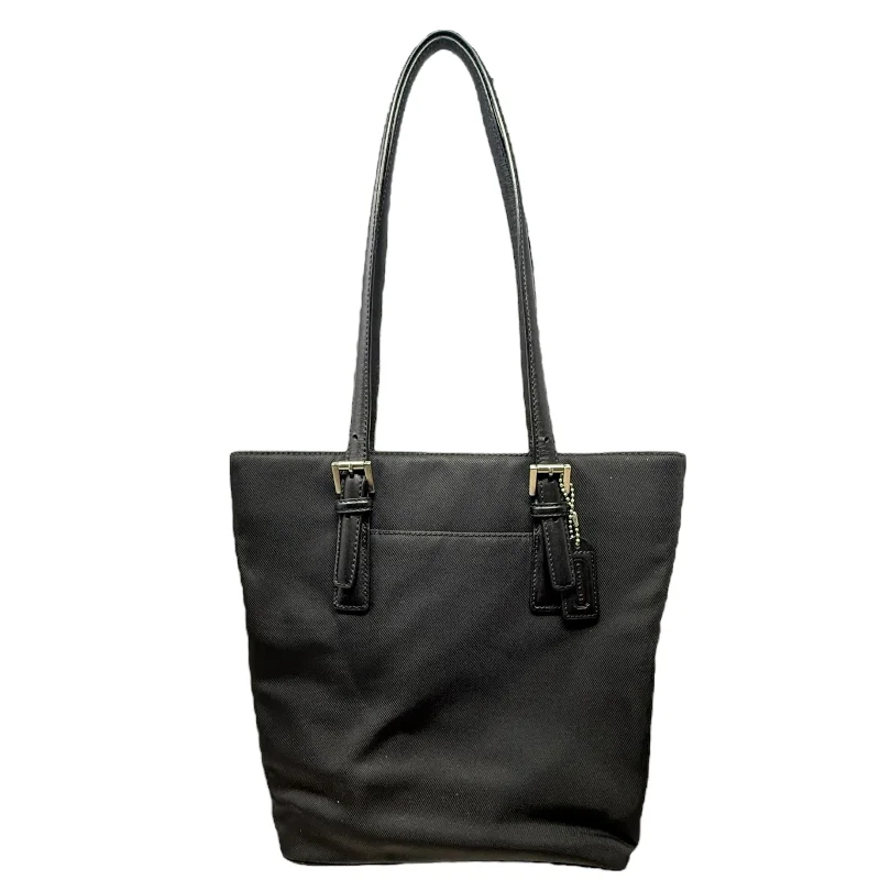 Designer bags with top handlesLegacy Twill Leather Trim Shoulder Tote Designer By Coach, Size: Small