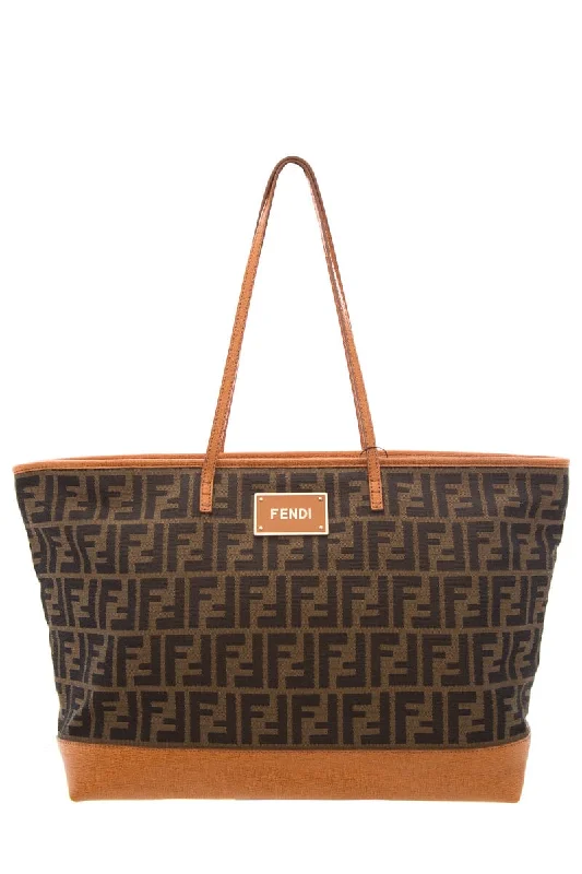 Goyard Artois bags featuring the signature chevron pattern for a branded lookFendi Brown Zucca Canvas Tote