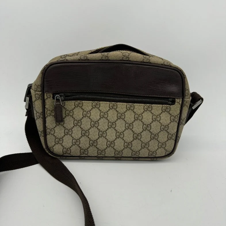 Women Gucci Sylvie bags with a monogram - embossed leatherWomen Gucci Sylvie bags with a monogram - embossed leatherGucci Beige Canvas Crossbody Bag Medium Size