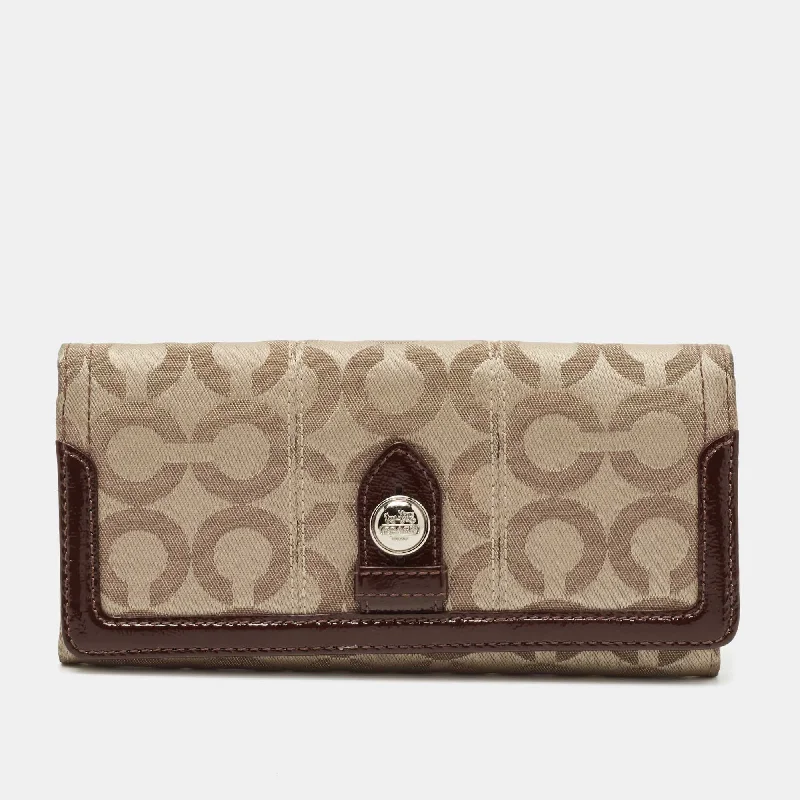 Large capacity travel bagsBeige/Brown Signature Canvas and Patent Leather Flap Continental Wallet