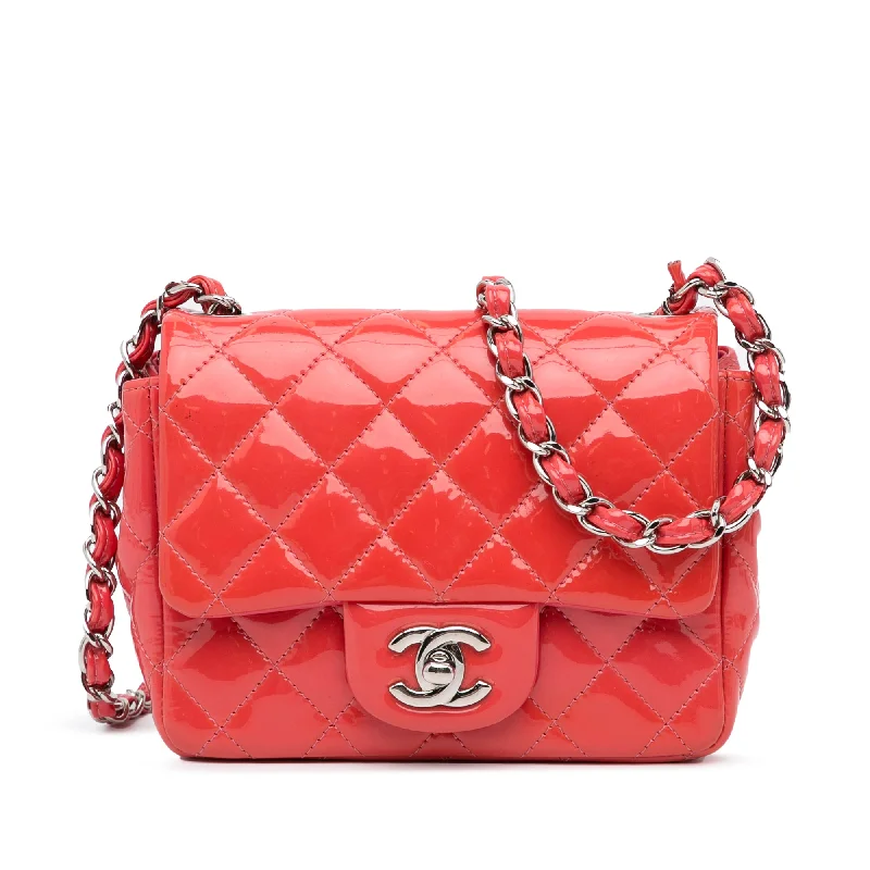 Pink Chanel Classic Patent Single Flap Crossbody Bag