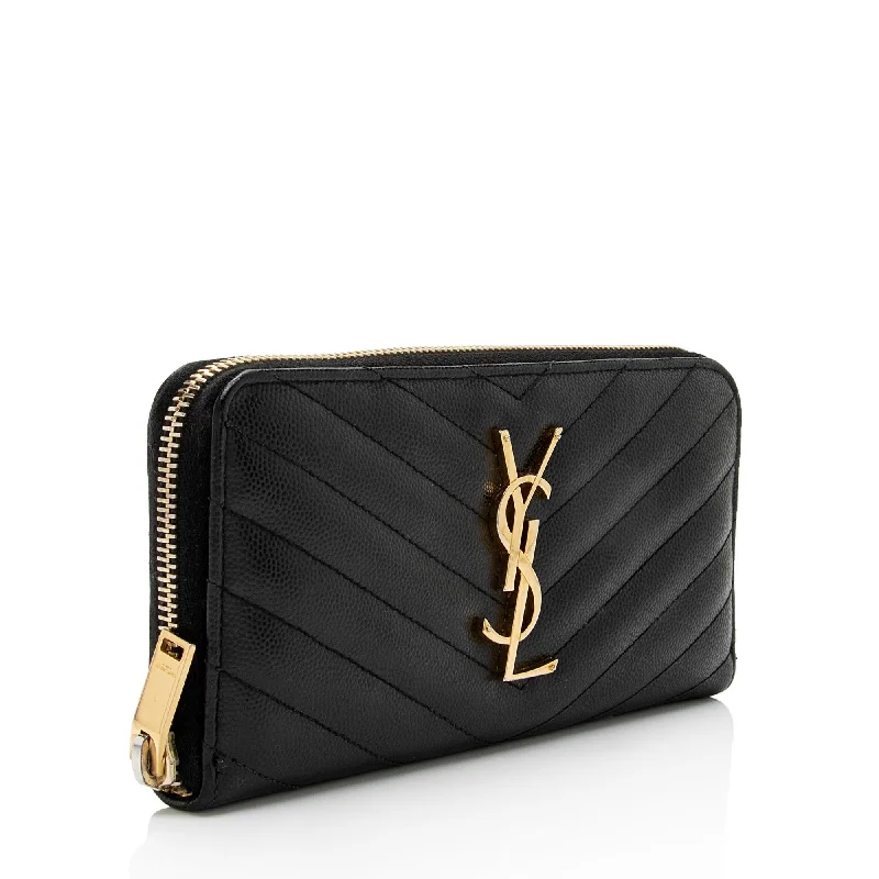 Yves Saint Laurent mini bags with chain strapsSaint Laurent Matelasse Grain de Poudre Monogram Zip Around Wallet wej7UG