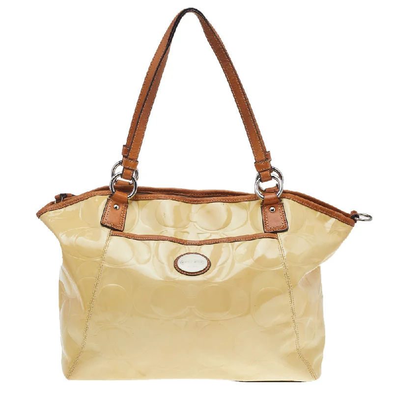 Trendy transparent PVC bagsCream Signature Patent Leather Peyton Tote