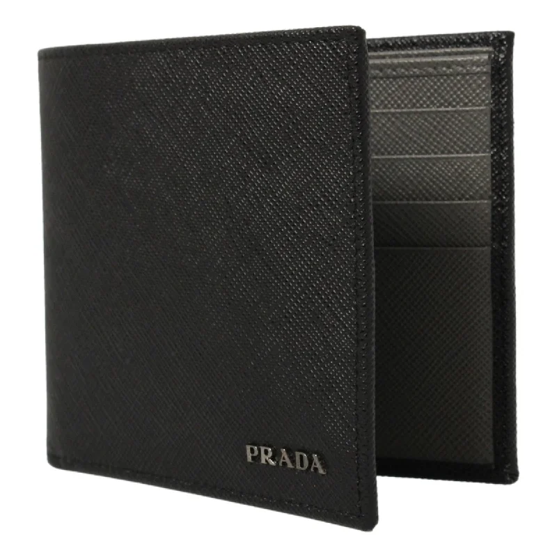 Medium - sized Prada tote bags in classic black for everyday versatilityPrada Nero Black Grey Saffiano Cuir Leather Billfold Wallet 2M0513