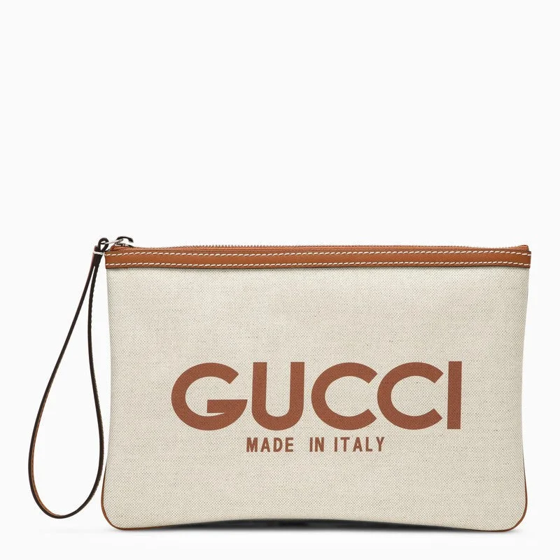 Gucci backpacks for women with a hidden back pocketGucci backpacks for women with a hidden back pocketGucci Beige Canvas Logo Pouch Women