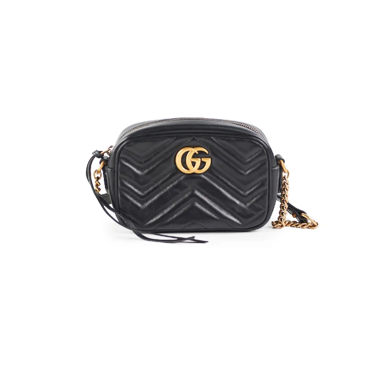 Women Gucci bags with a front - zip pocket for small itemsWomen Gucci bags with a front - zip pocket for small itemsGucci Mini Marmont Black Camera Bag