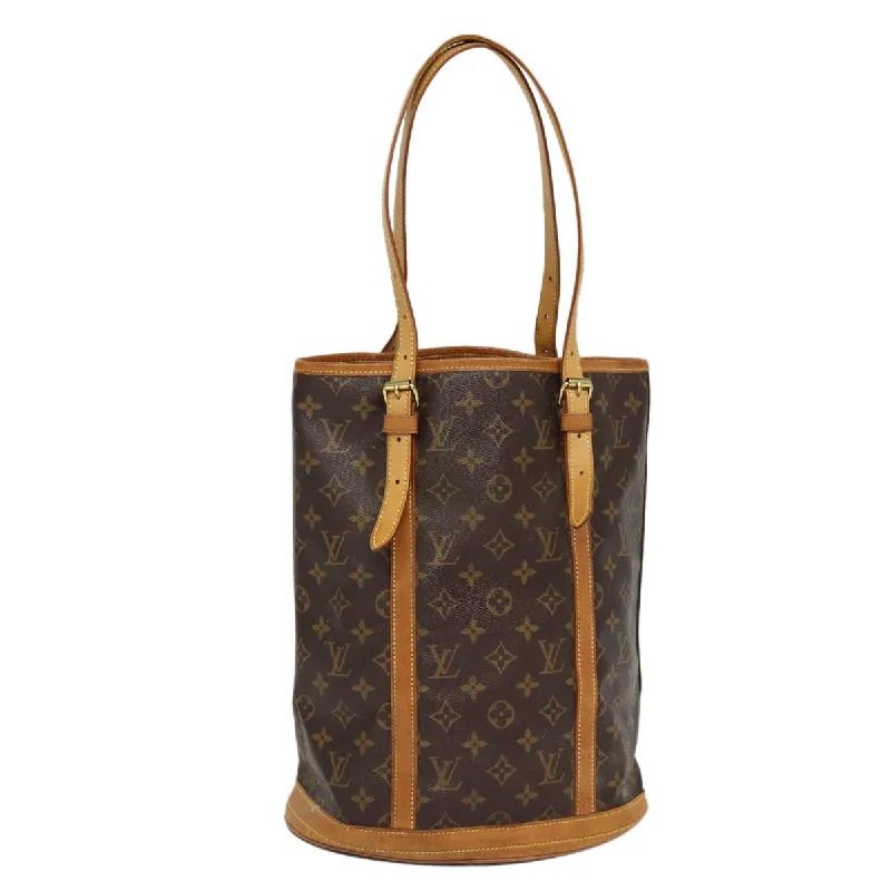 Louis Vuitton tote bags with a printed LV logo on the front for brand visibilityLOUIS VUITTON Monogram Bucket GM Shoulder Bag M42236 LV Auth bs16942