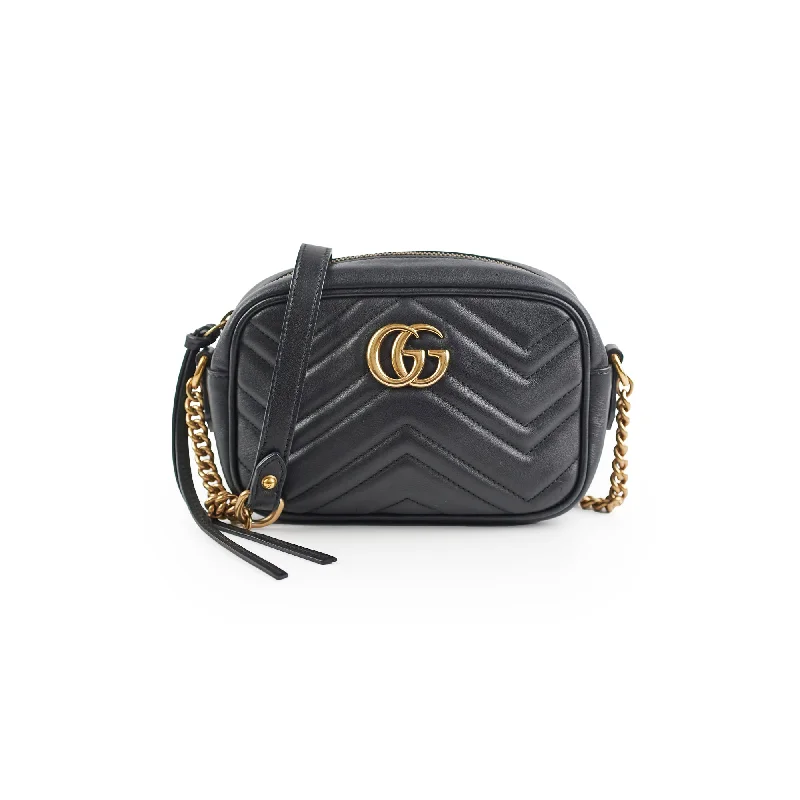 Women Gucci bags with a detachable mobile phone holderWomen Gucci bags with a detachable mobile phone holderGucci Mini Marmont Camera Black