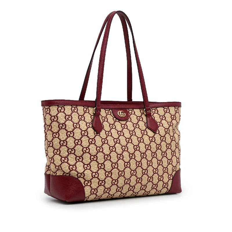 Women Gucci crossbody bags in a bold red colorWomen Gucci crossbody bags in a bold red colorBrown Gucci Medium GG Straw Ophidia Shopping Tote