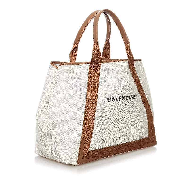 Balenciaga Navy Cabas Canvas Tote Bag (SHG-32636)