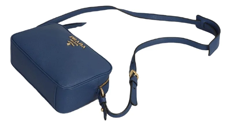 Ladies Prada Re - Edizione 2005 bags in a pastel color for a soft lookPrada Royal Blue Vitello Phenix Leather Shoulder Camera Bag 1BH103