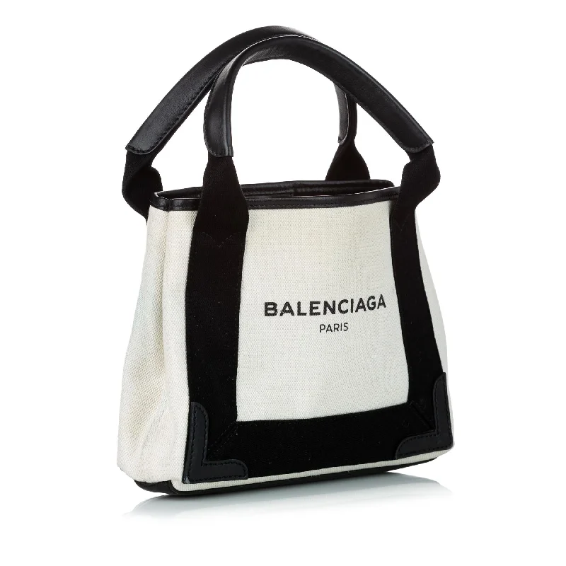 Balenciaga XS Navy Cabas Canvas Satchel (SHG-30718)