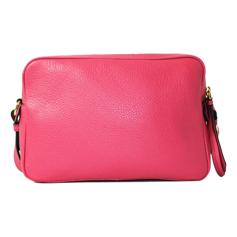 Prada Cahier bags with a monogram - embossed leather surfacePrada Peonia Pink Vitello Phenix Leather Double Zip Crossbody 1BH079