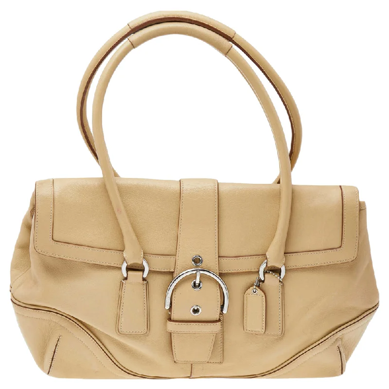 Luxury bags with chain strapsCream Soho Hamptons Buckle Leather Satchel