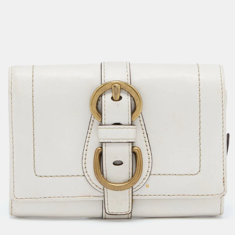 Affordable luxury bags Off White Leather Compact Wallet