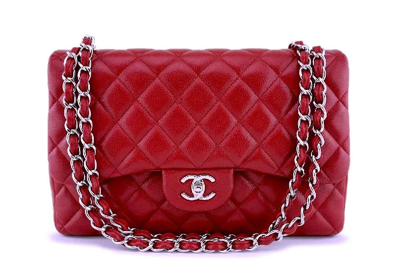 Chanel New Arrival Handbag with Gold Hardware11P Chanel Red Caviar Jumbo Classic Double Flap Bag SHW