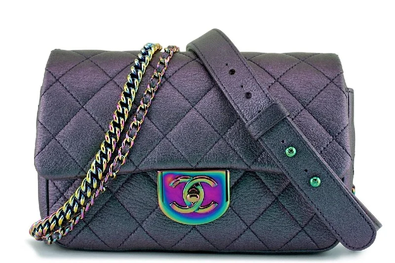 Chanel bags for women with a taste for high fashion16C Chanel Purple Iridescent Purple Double Carry Classic Flap Bag