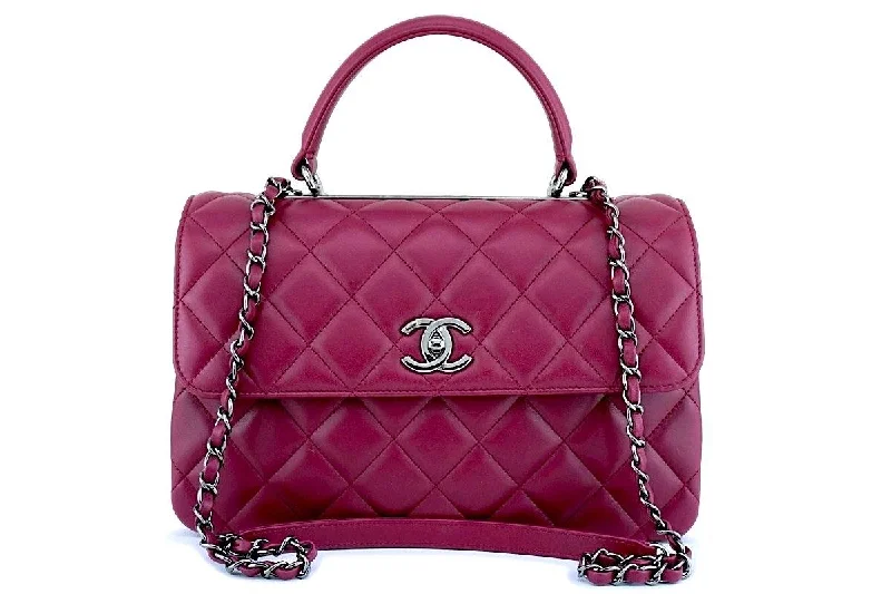 Chanel Medium Tote Bag for Office Ladies17K Chanel Dark Pink Medium-Large Trendy CC Classic Handle Kelly Flap Tote Bag