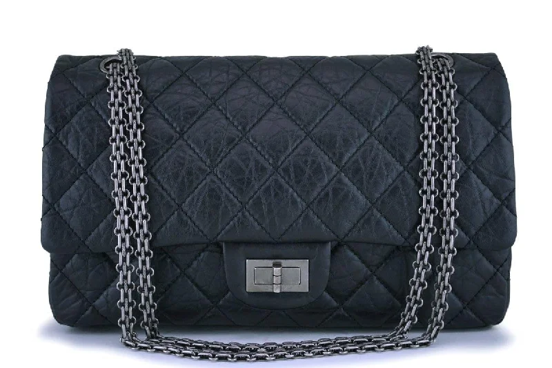 Chanel bags with modern touchesChanel Black Aged Calfskin Reissue Large 227 2.55 Flap Bag RHW