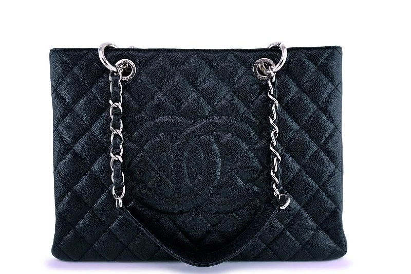 Chanel All - Match Handbag for Versatile StylingChanel Black Caviar Classic Grand Shopper Tote GST Shopping Bag SHW