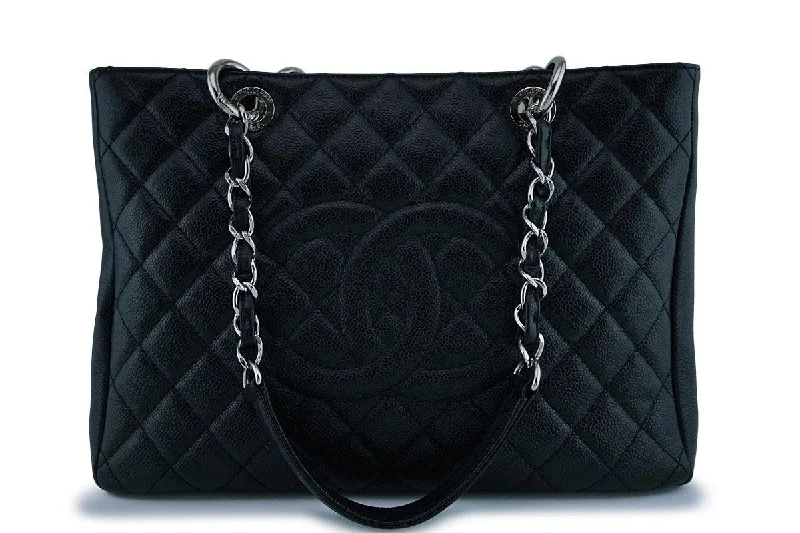 Chanel bags as wedding day accessoriesChanel Black Caviar Classic Grand Shopper Tote GST Shopping Bag SHW