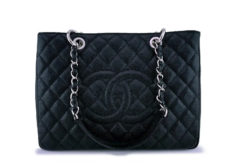 Chanel All - Match Handbag for Versatile StylingChanel Black Caviar Classic Grand Shopper Tote GST Shopping Bag SHW