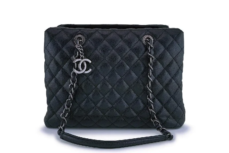 Chanel bags as wedding day accessoriesChanel Black Caviar Classic Quilted Business Tote Bag RHW