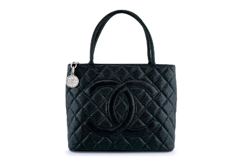 Chanel Classic Flap Bag for Evening PartyChanel Black Caviar Classic Quilted Medallion Shopper Tote Bag SHW