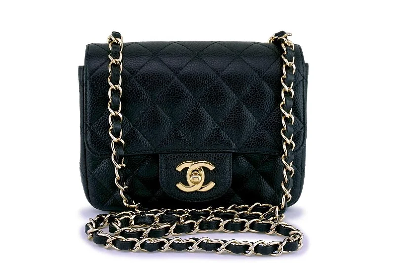 Chanel bags with exclusive seasonal releasesChanel Black Caviar Classic Quilted Square Mini Flap Bag GHW