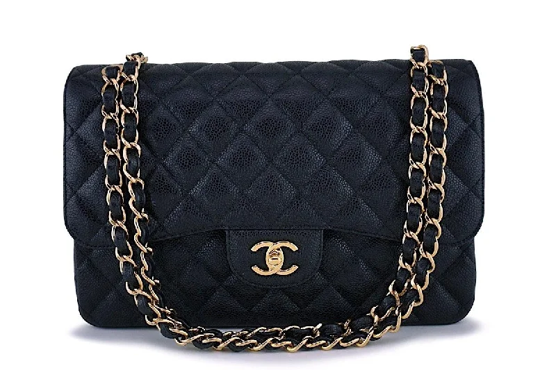 Chanel bags with the perfect balance of luxury and functionalityChanel Black Caviar Jumbo Classic Double Flap Bag GHW