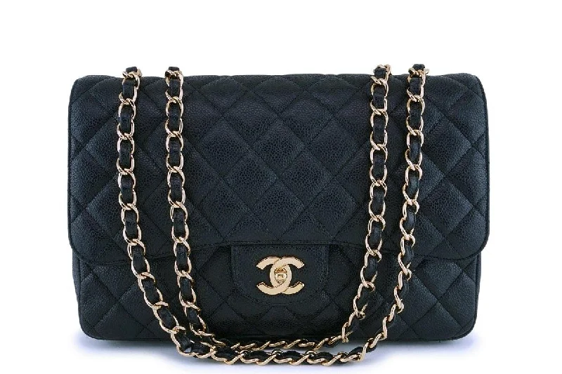 Chanel Lightweight Handbag for Daily ErrandsChanel Black Caviar Jumbo Classic Flap Bag GHW