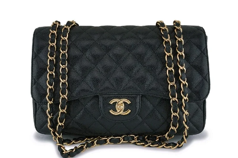 Chanel Quilted Leather Shoulder Bag for FashionistasChanel Black Caviar Jumbo Classic Flap Bag GHW