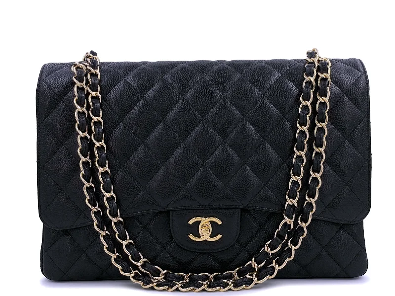 Chanel bags for women with a taste for high fashionChanel Black Caviar Maxi Classic Flap Bag GHW