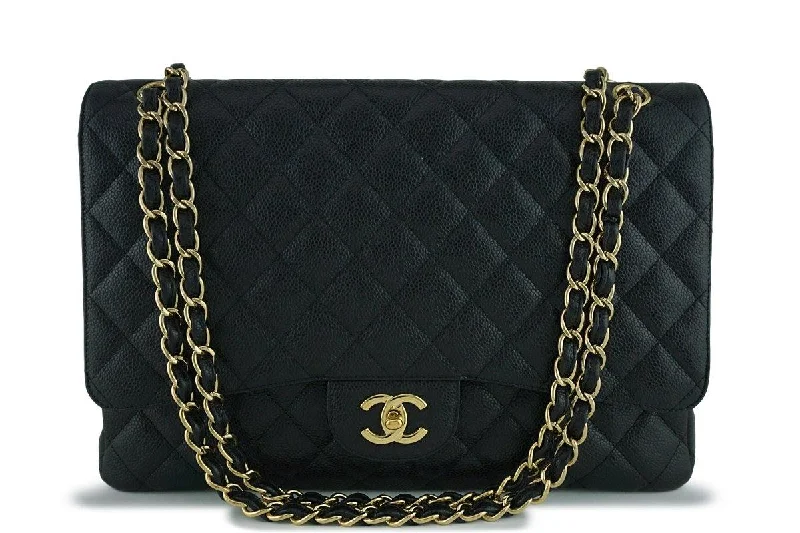 Chanel bags available in bold colors and patternsChanel Black Caviar Maxi Quilted Classic 2.55 Jumbo XL Flap Bag GHW