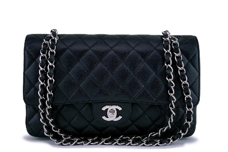 Chanel bags available in bold colors and patternsChanel Black Caviar Medium Classic Double Flap Bag SHW