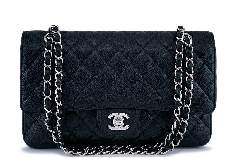 Chanel bags for a polished and professional appearanceChanel Black Caviar Medium Classic Double Flap Bag SHW