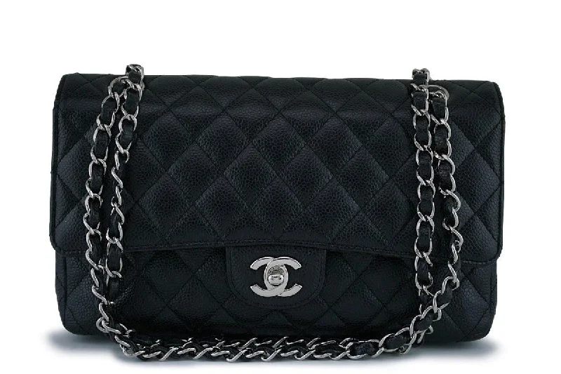 Chanel Quilted Leather Shoulder Bag for FashionistasChanel Black Caviar Medium Classic Double Flap Bag SHW