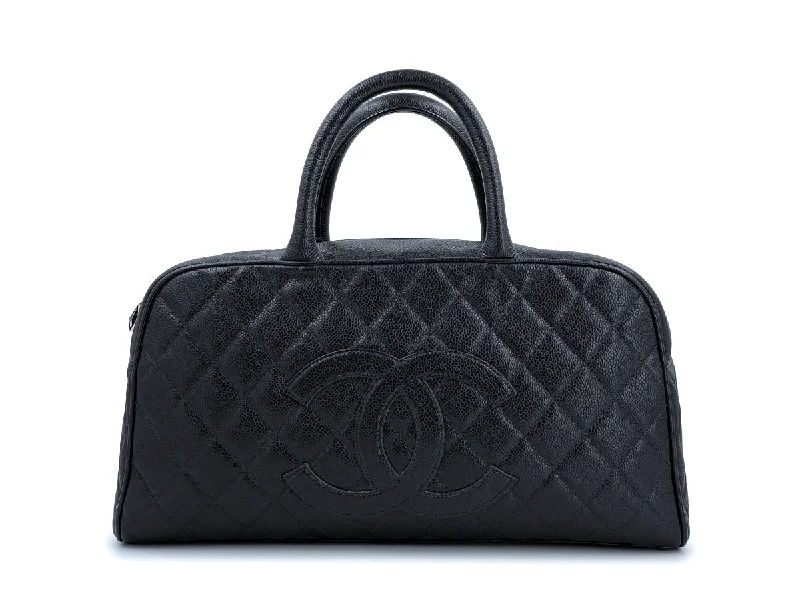 Chanel bags for those who value investment piecesChanel Black Caviar Quilted Large Bowler Bag