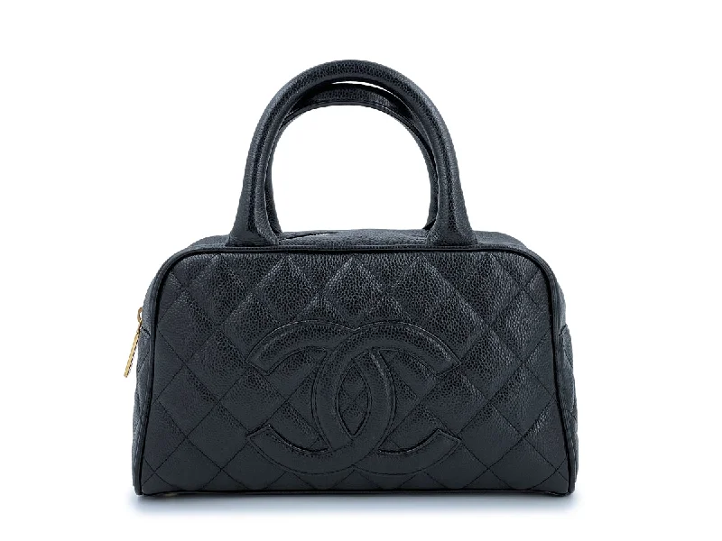 Chanel bags with adjustable chain strapsChanel Black Caviar Quilted Mini Bowler Bag