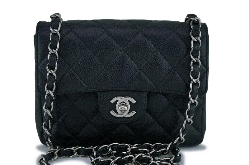 Chanel bags for women with a taste for high fashionChanel Black Classic Caviar Quilted Square Mini Flap Bag SHW