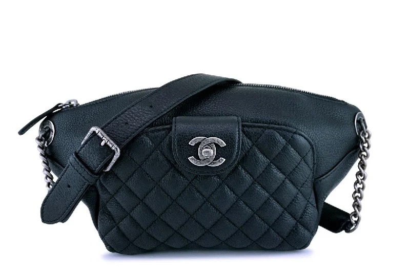 Chanel Quilted Leather Shoulder Bag for FashionistasChanel Black Grained Calfskin Quilted Classic Fanny Pack Bag RHW