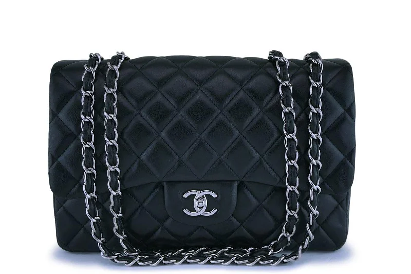 Chanel bags with adjustable chain strapsChanel Black Lambskin Jumbo Classic Flap Bag SHW