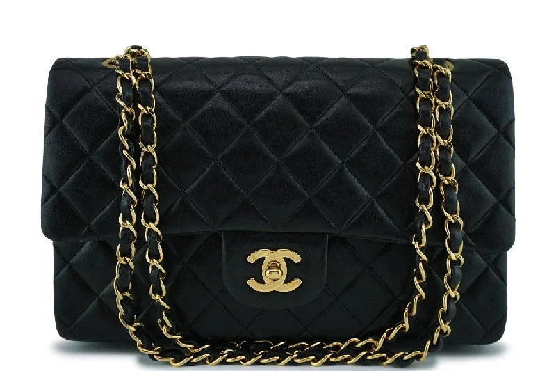 Chanel Luxury Handbag for High - End EventsChanel Black Lambskin Medium Classic Double Flap Bag 24k Gold Plated