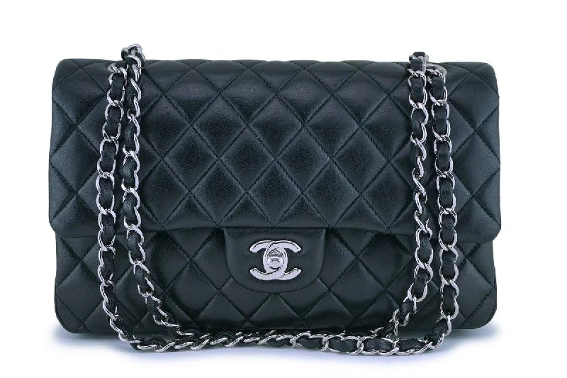 Chanel bags as wedding day accessoriesChanel Black Lambskin Medium Classic Double Flap Bag SHW